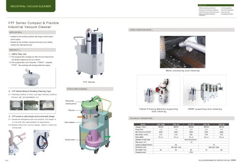 VILLO / portable industrial vacuum cleaner / metal processing, XRDP supporting, table pressing / VTF