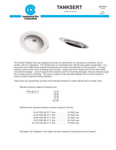 Tanksert Rupture Disc