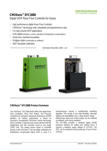 Datasheet Mass Flow Controller SFC3000 for Gases