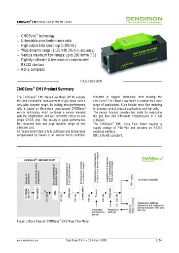 Datasheet Mass Flow Meter EM1 for Gases