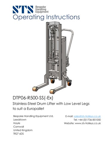 Drum Lifter - DTP06-R500-SS - Instruction Manual (Manual drum lifter DTP06-R500-SS)