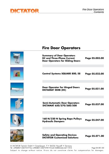 DICTATOR Fire door operators