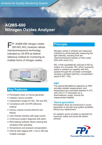 FPI AQMS-600 NOx, NO, NO2, nitrogen dioxide analyzer Ambient air quality monitoring system