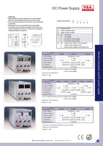 V&A DC Power Supply HY3002 /HY3003/HY3005/HY5002/HY5003  Electric Instrument