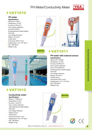 V&A  PH Meter/Conductivity Meter VAT1010/VAT1011/VAT1012 Environmental testing