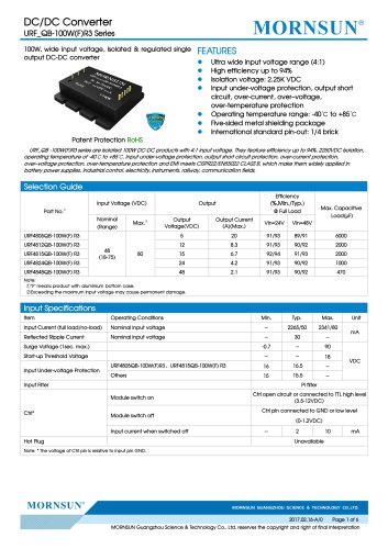 100W, wide input voltage, isolated & regulated single output DC-DC converter