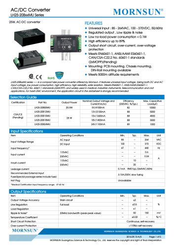 15W/25W Medical AC/DC Converter LH25-20BxxMU Series