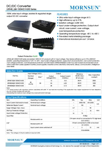 18-75V Ultra-wide Input Voltage URF48_QB-150WR3 Series