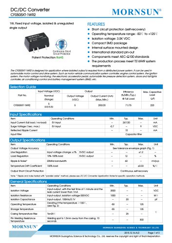 CF0505XT-1WR2 / 1watt DC-DC converter / automotive industry