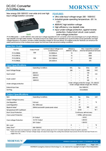 Cost-effective PV15-29BxxL Series