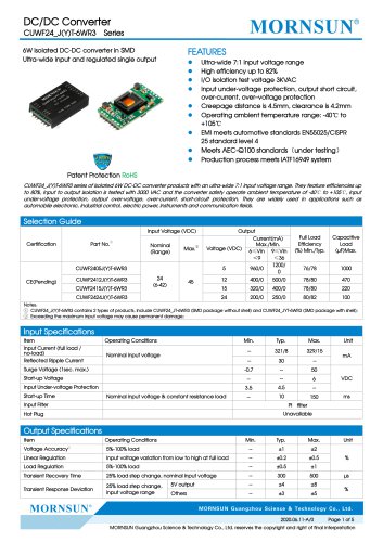 DC/DC Converter Car Power CUWF24_JT-6WR3+