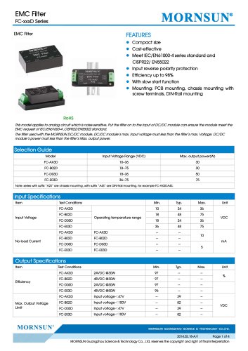 FC-xxxD / 4:1 /2:1 input / Target dc/dc converter