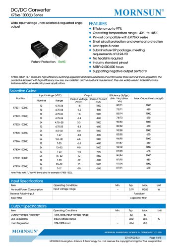 K78xx-1000(L) / DC-DC converter / 1000mA current output / non-isolated