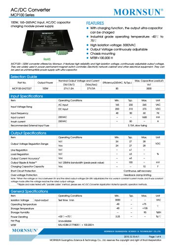 MCP100 / 100Watt / AC DC power supply / converter / capacitor charging