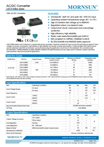 MORNSUN 10W Ultra small size AC/DC converter LDE10-20Bxx