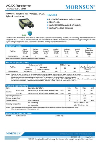 MORNSUN 20W AC-DC Automotive Isolated Transformer TTLHE20-20B-D