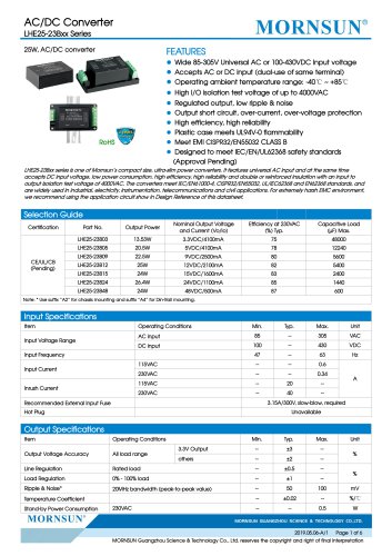 MORNSUN 25W 85-305VAC wide input AC/DC converter LHE25-23Bxx