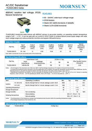 MORNSUN 25W AC-DC Automotive Isolated Transformer TTLHE25-20B-D