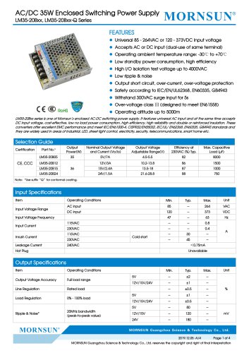 MORNSUN 35W AC/DC Enclosed Switching Power Supply LM35-20Bxx