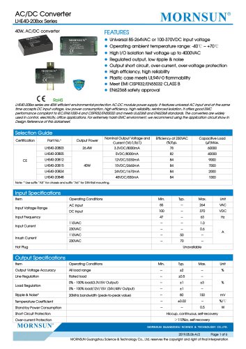 MORNSUN 40W 85-264VAC input AC/DC Converter LHE40-20Bxx