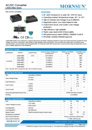 MORNSUN 6W Ultra small size AC/DC converter LDE06-20Bxx