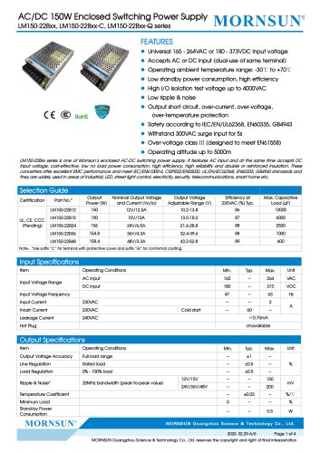 Mornsun Enclosed power supply LM150-22Bxx