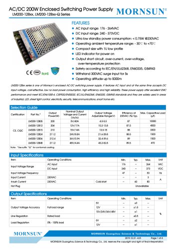 Mornsun Enclosed power supply LM200-12Bxx