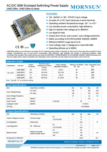 Mornsun Enclosed power supply LM50-22Bxx