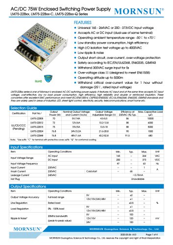 Mornsun Enclosed power supply LM75-22Bxx