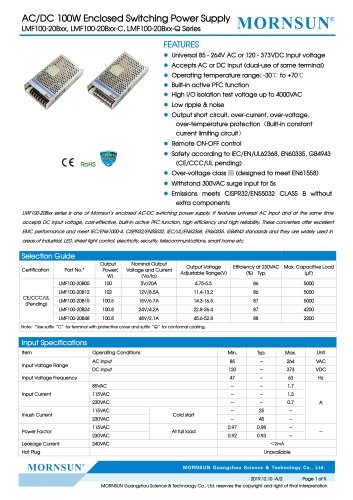 Mornsun Enclosed power supply LMF100-20Bxx