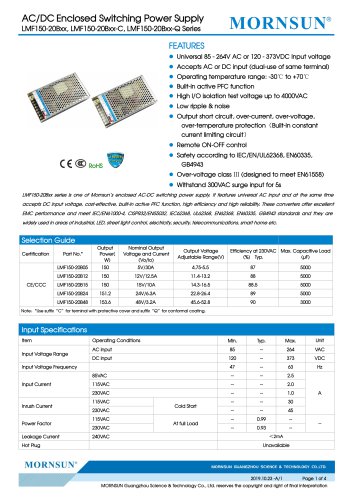 Mornsun Enclosed power supply LMF150-20Bxx