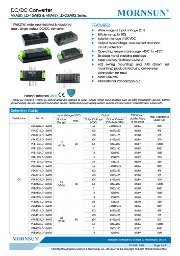 VRA_LD-15WR2 / 2:1 / 15 watt / dc dc converter