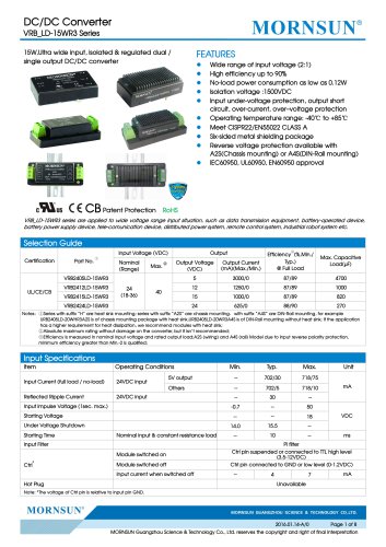 VRB_LD-15WR3 / 2:1 / 15 watt / dc dc converter