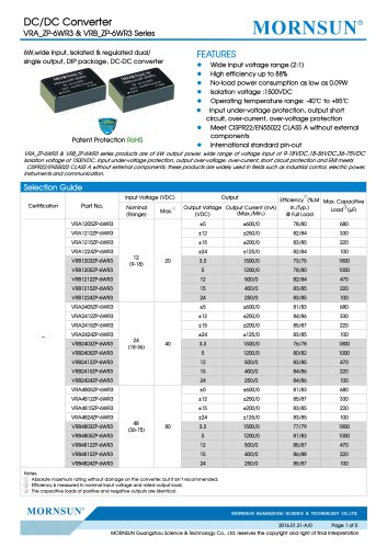 VRB_ZP-6WR3 / 2:1 / 6 watt / dc dc converter / industrial