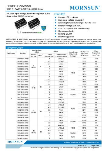 WRE_S-3WR2 / 2:1 /  3watt DC-DC converter / Dual output