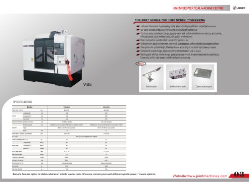 High speed High precision vertical machine center for parts processing