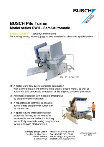 BUSCH Pile Turner Model series SWH - Semi-Automatic