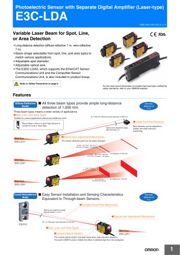 Photoelectric Sensor with Separate Digital Amplifier (Laser-type)E3C-LDA