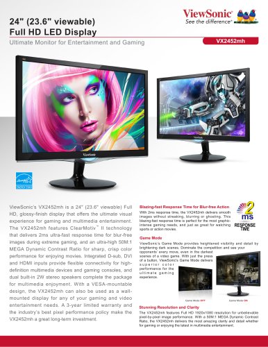 24" (23.6" viewable) Full HD LED Display