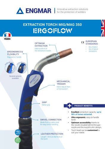 350 MIG/MAG fume Extraction torch Data sheet
