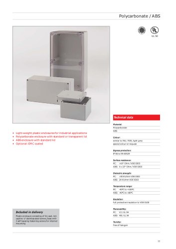 Polycarbonate standard enclosures