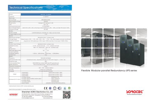 Modular UPS-High Frequency Online Uninterrupted Power Supply MPS9335C 10-300KVA  3Ph in 3Ph out  Online UPS,1.0 power factor output, online capacity expansion and maintenance,4 units UPS for parallel working up to 1200KVA,LCD display 13 languages.