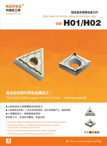 Carbide inserts H01 H02 grade for Aluminum