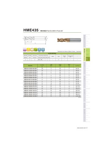 HME435 Carbide flat mill 4F for steel and stainless steel helix35