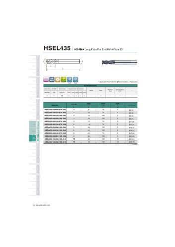 HSEL435 Carbide flat mill 4F long length for stainless steel helix35