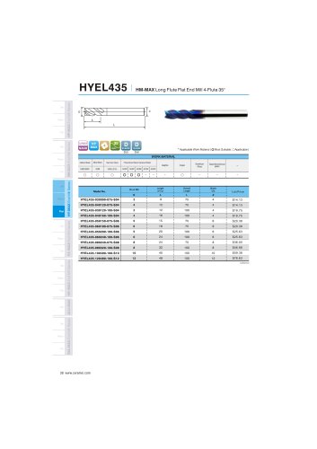 HYEL435 carbide flat mill 4F long length for hardened steel 48-65HRC helix35