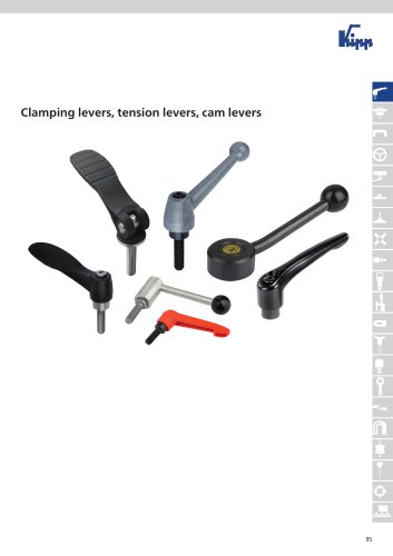 Clamping levers, tension levers, cam levers