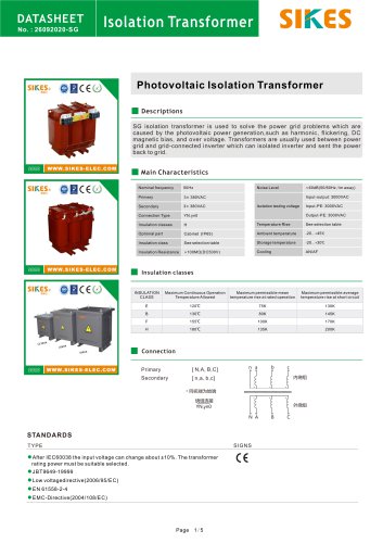 solar PV isolation transformer