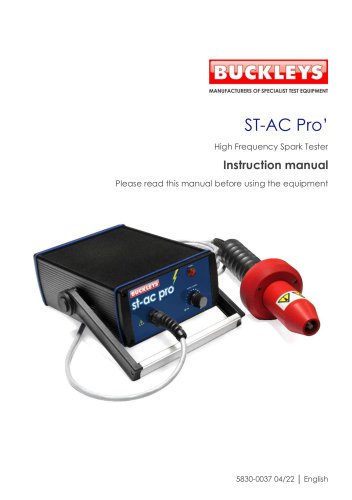 User Manual: ST-AC Pro' AC spark tester