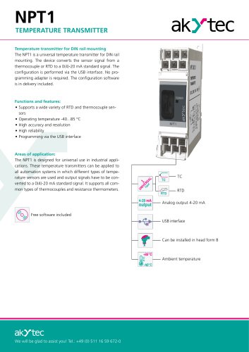 NPT1 TEMPERATURE TRANSMITTER